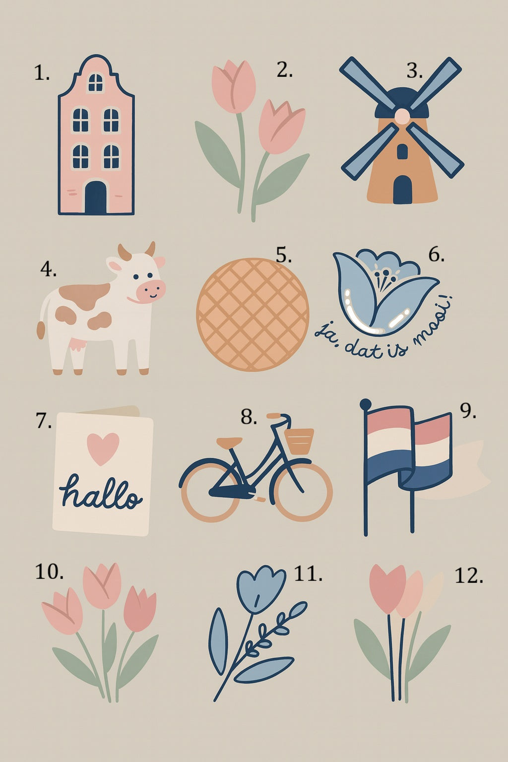 Dutch themed waterproof stickers