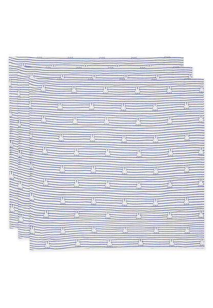 Muslin cloths 3 pack ~ Miffy Nijntje navy stripe