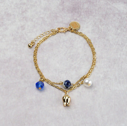 Heinen Delfts Blauw tulip charm bracelet