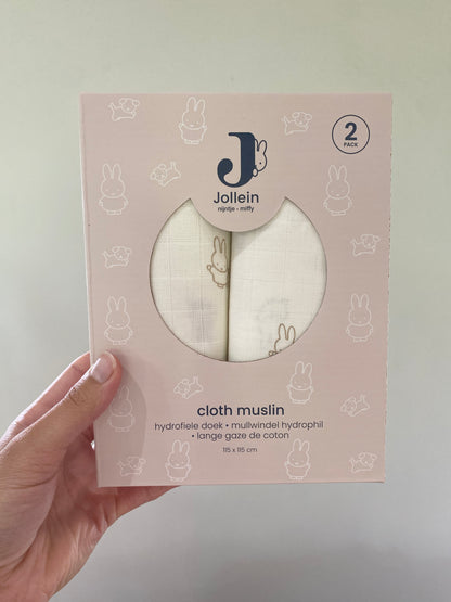 Muslin swaddles 2 pack ~ Miffy Nijntje creamy white