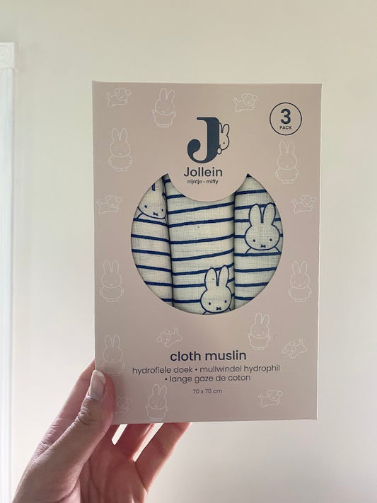 Muslin cloths 3 pack ~ Miffy Nijntje navy stripe